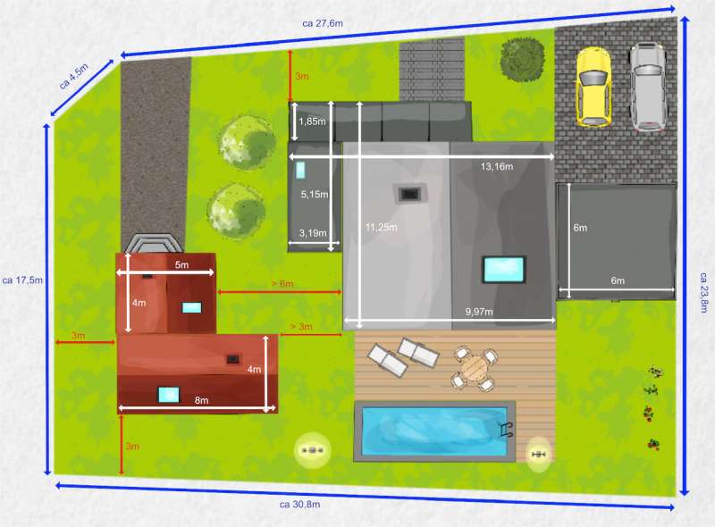 BAU.DE / BAU-Forum: 1. Bild zu Frage "Abstandsflächen/Brandschutzflächen für ein kleines Haus zusätzlich auf eigenem Grundstück" im BAU-Forum "Architekt / Architektur"