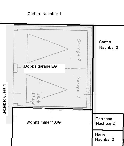 Bild zum BAU-Forumsbeitrag: Garagendach mit neuer Terrasse, NRW, Grenzbebauung, Nachbarn einverstanden im Forum Bauplanung / Baugenehmigung