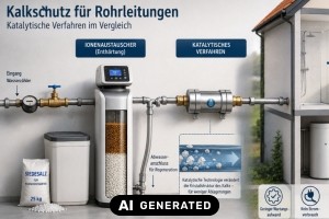 Kalkschutz für Rohrleitungen: Katalytische Verfahren im Vergleich - Bild: KI-generiert / BAU.DE Kalkschutz für Rohrleitungen: Katalytische Verfahren im Vergleich - Bild: KI-generiert / BAU.DE