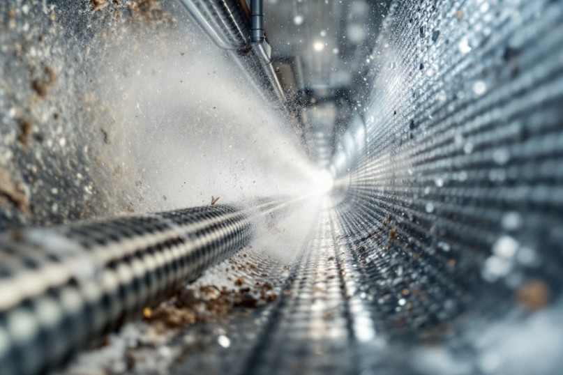 Bei der Dampfreinigung wird Wasserdampf mit hoher Temperatur in das Rohr geleitet, wodurch sich Fette und andere R&uuml;ckst&auml;nde verfl&uuml;ssigen und einfach ausgesp&uuml;lt werden k&ouml;nnen