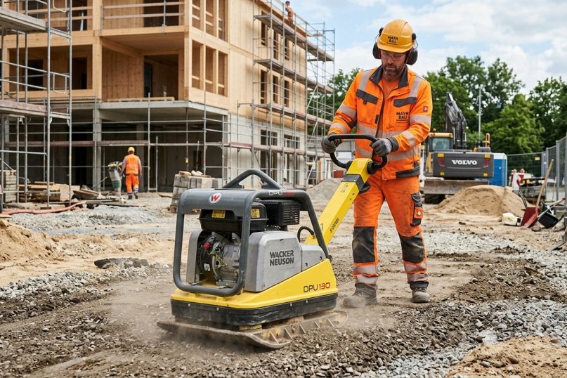 Die Verdichtung von Untergr&uuml;nden ist in vielen Bereichen des Baus unerl&auml;sslich - R&uuml;ttelplatten spielen hier eine Schl&uuml;sselrolle
